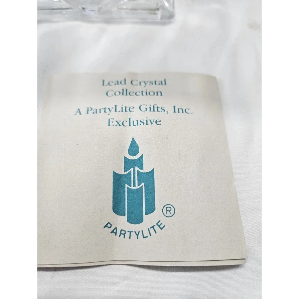PartyLite P7374 Quad Prism‎ Pedestal Fine Lead Crystal Pillar Candle Holder New